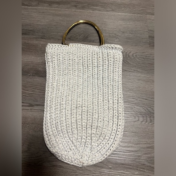 Derek Lam gray Knit Bucket Style Bag purse gold tone metal handles “Rare Find” - Picture 2 of 6